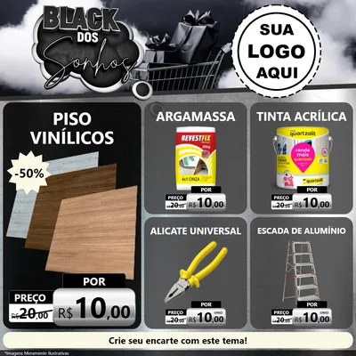Modelo de Rede Social para Feed Facebook com o tema Black dos Sonhos para Material para Construção