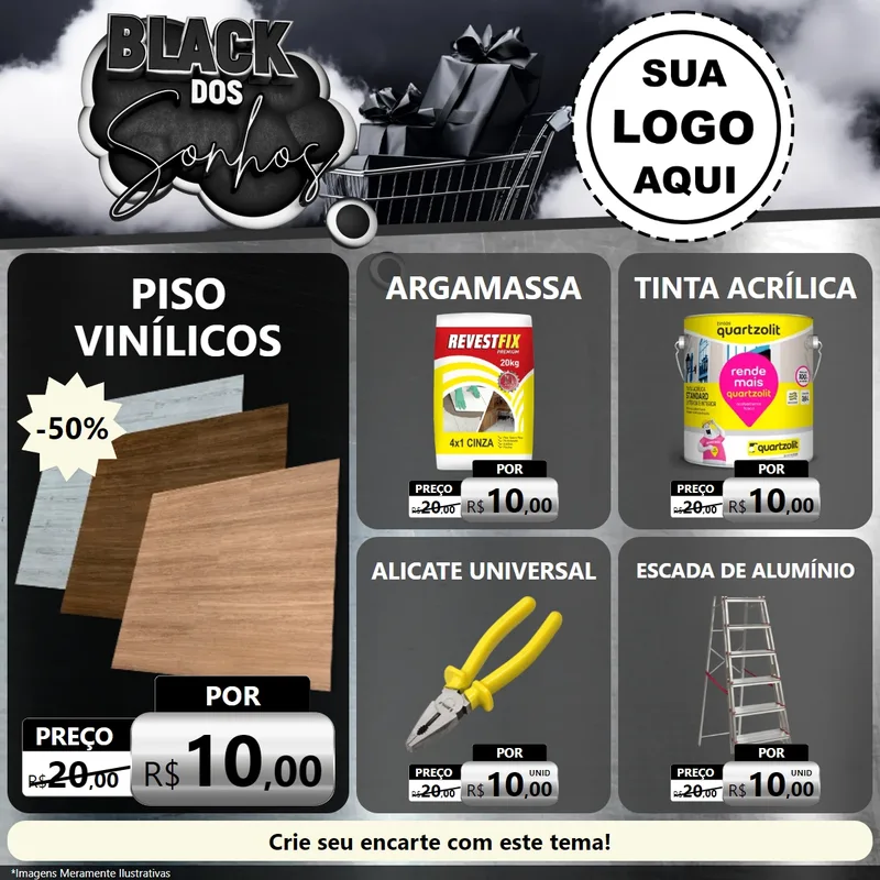 Modelo de Rede Social para Feed Facebook com o tema Black dos Sonhos para Material para Construção