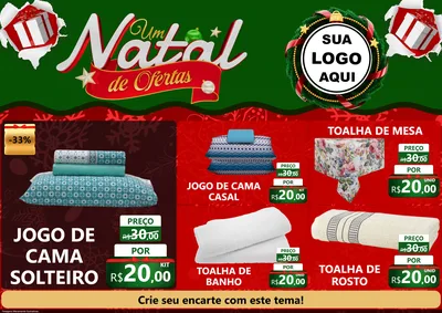 Modelo de Encarte para Encarte A4 Horizontal com o tema Um Natal de Ofertas para Cama, Mesa e Banho