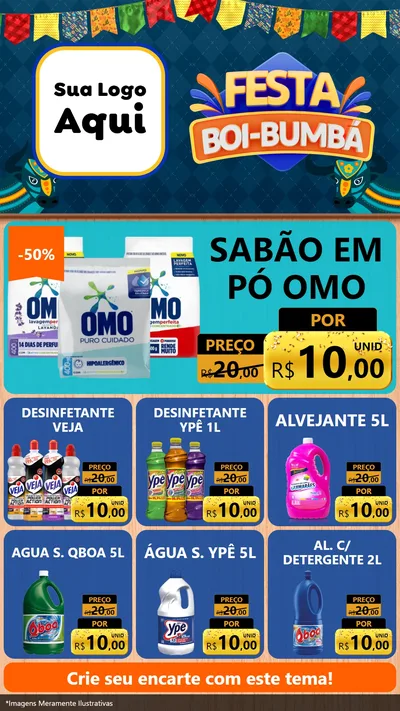 Modelo de Rede Social para Stories com o tema Festa Boi Bumbá para Produtos de Limpeza