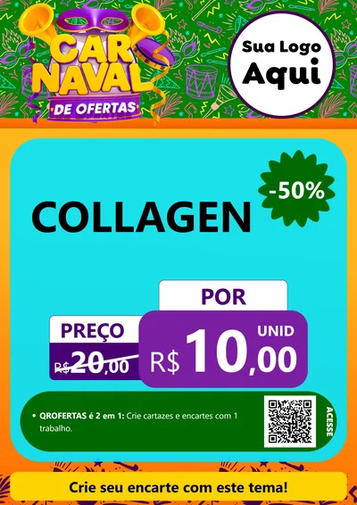 Modelo de Cartaz para Cartaz A4 Vertical com o tema Carnaval de Ofertas para Suplementos alimentares