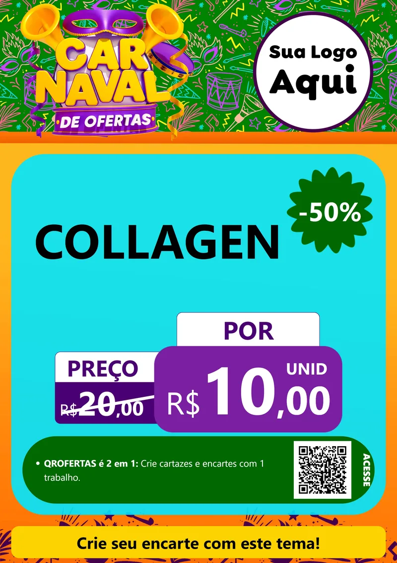 Modelo de Cartaz para Cartaz A4 Vertical com o tema Carnaval de Ofertas para Suplementos alimentares