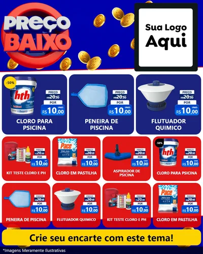 Modelo de Rede Social para Feed Instagram com o tema Preço Baixo para Produtos para Piscina