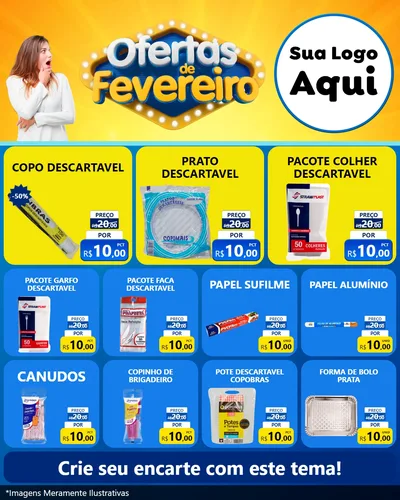 Modelo de Rede Social para Feed Instagram com o tema Ofertas de Fevereiro para Embalagens