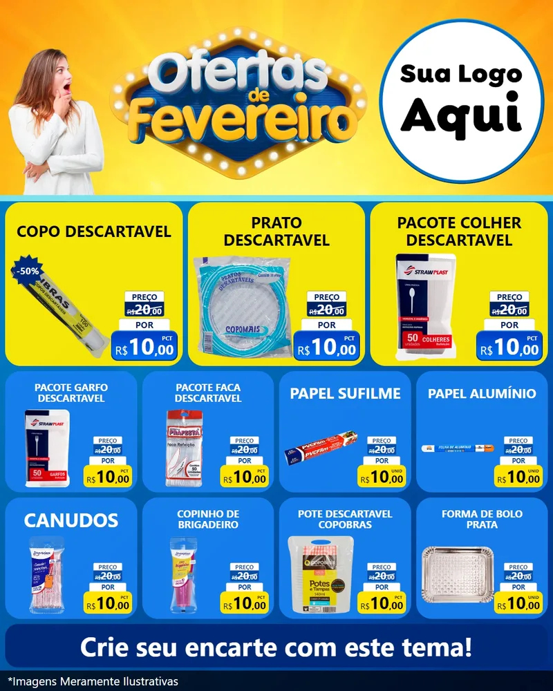 Modelo de Rede Social para Feed Instagram com o tema Ofertas de Fevereiro para Embalagens