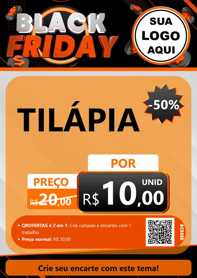 Modelo de Cartaz para Cartaz A4 Vertical com o tema Black Friday para Peixaria