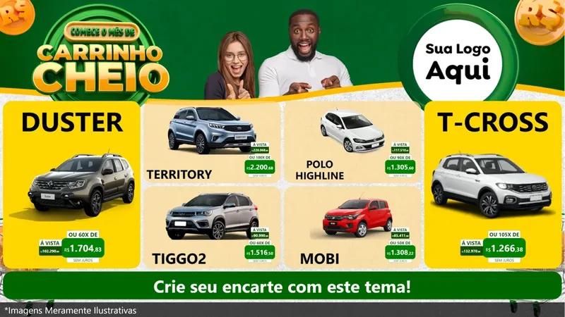 Modelo de TV para TV Horizontal com o tema Carrinho Cheio para Concessionaria de Carros