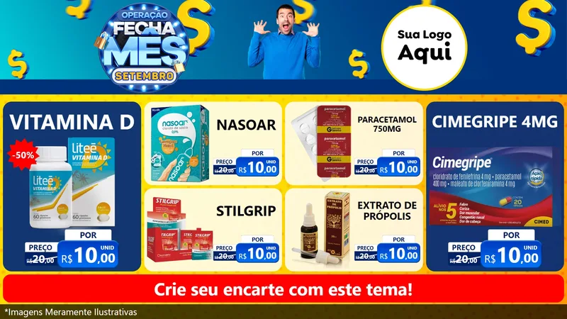 Modelo de TV para TV Horizontal com o tema Operação Fecha Mês Setembro para Farmácia