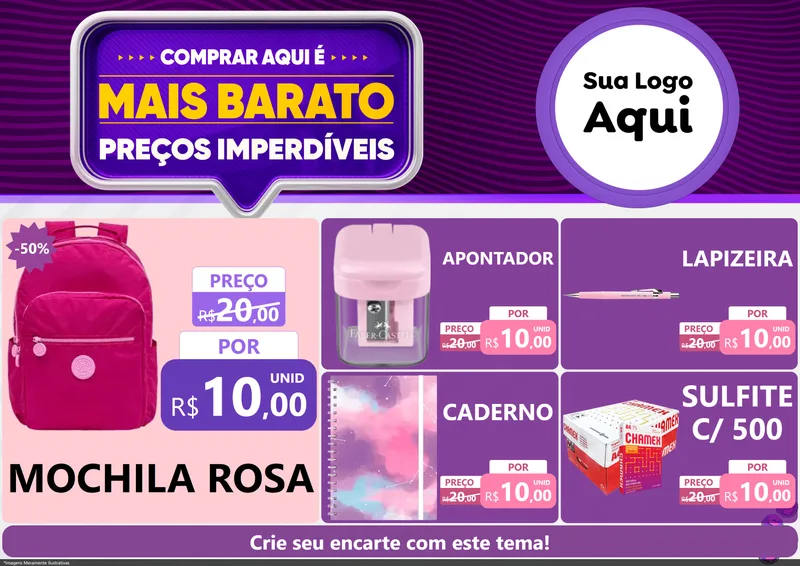 Modelo de Encarte para Encarte A4 Horizontal com o tema Mais Barato para Papelaria
