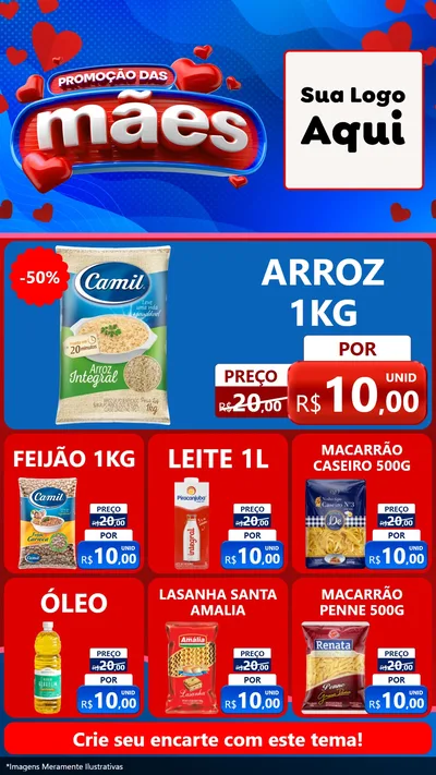 Modelo de Rede Social para Stories com o tema Promoção das Mães para Supermercado