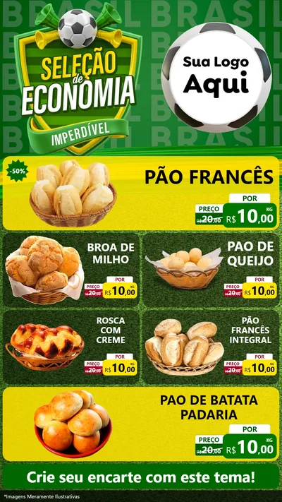 Modelo de TV para TV Vertical com o tema Seleção de Economia - Copa para Padaria