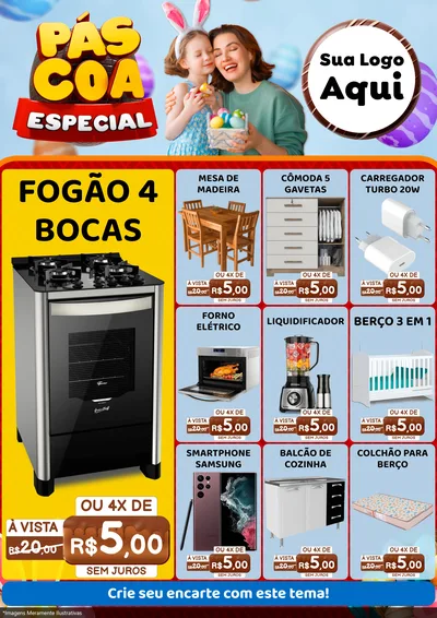 Modelo de Encarte para Encarte A4 Vertical com o tema Páscoa Especial para Móveis e Eletro