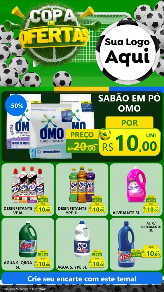Modelo de Rede Social para Stories com o tema Copa De Ofertas para Produtos de Limpeza