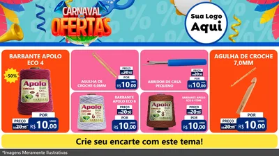 Modelo de TV para TV Horizontal com o tema Carnaval de Ofertas para Armarinho e Aviamentos