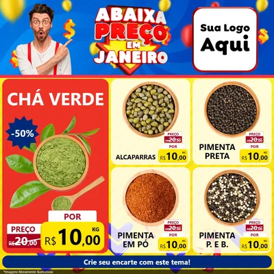 Modelo de Rede Social para Feed Facebook com o tema Abaixa Preço em Janeiro para Produtos Naturais