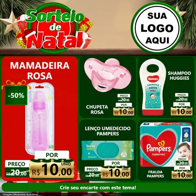 Modelo de Rede Social para Feed Facebook com o tema Sorteio de Natal para Bebês