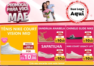 Modelo de Encarte para Encarte A4 Horizontal com o tema Promoção Para Você Mãe para Calçados