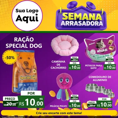 Modelo de Rede Social para Feed Facebook com o tema Semana Arrasadora para Pet Shop