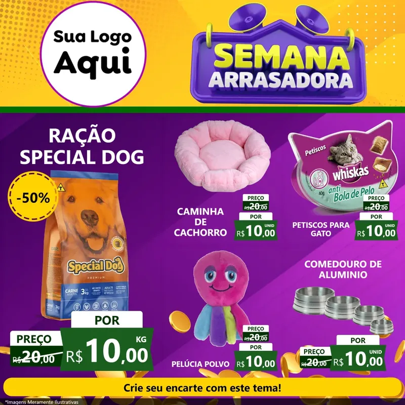 Modelo de Rede Social para Feed Facebook com o tema Semana Arrasadora para Pet Shop