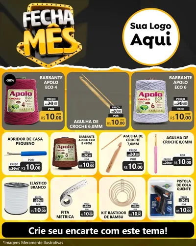 Modelo de Rede Social para Feed Instagram com o tema Fecha Mês para Armarinho e Aviamentos