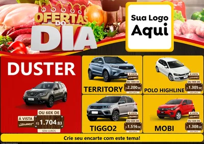 Modelo de Encarte para Encarte A4 Horizontal com o tema Ofertas do Dia para Concessionaria de Carros