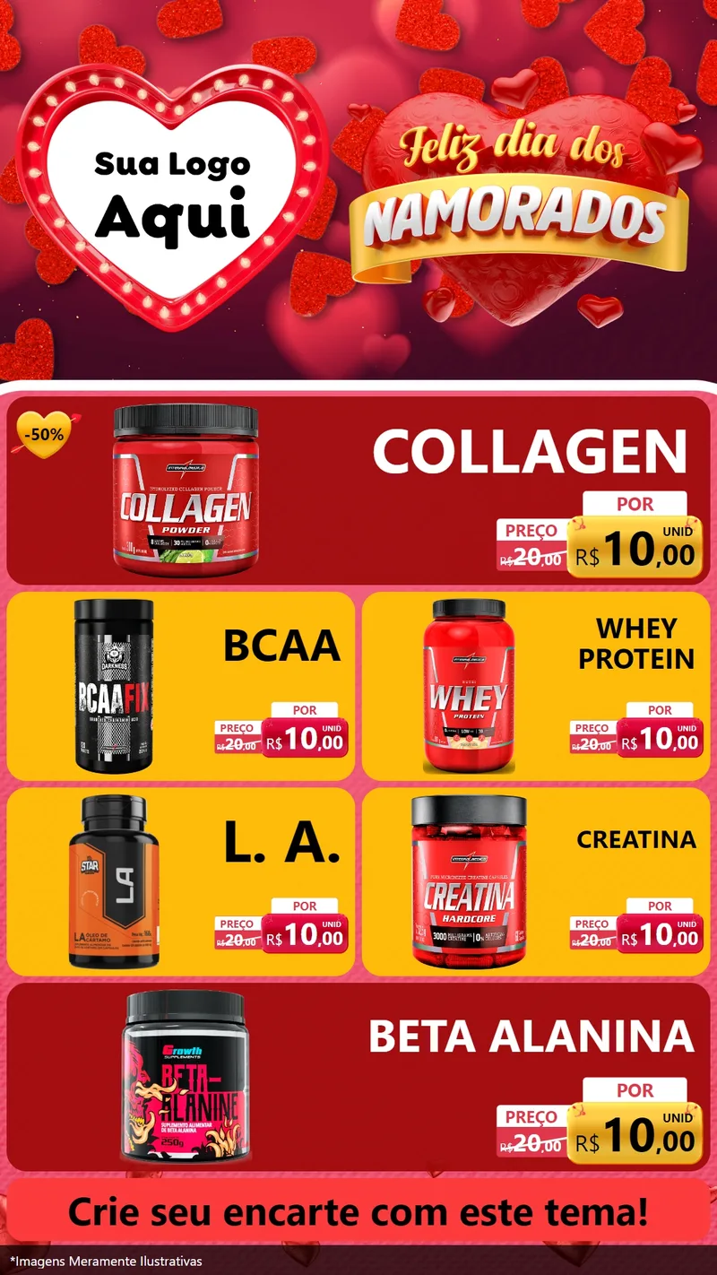 Modelo de TV para TV Vertical com o tema Feliz Dia Dos Namorados para Suplementos alimentares