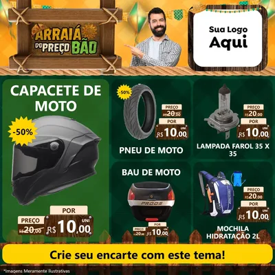 Modelo de Rede Social para Feed Facebook com o tema Arraiá do preço bão para Moto peças