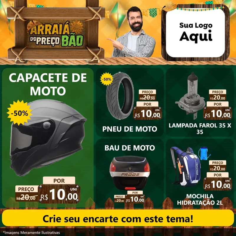 Modelo de Rede Social para Feed Facebook com o tema Arraiá do preço bão para Moto peças