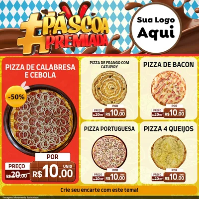 Modelo de Rede Social para Feed Facebook com o tema Páscoa Premiada para Pizzaria