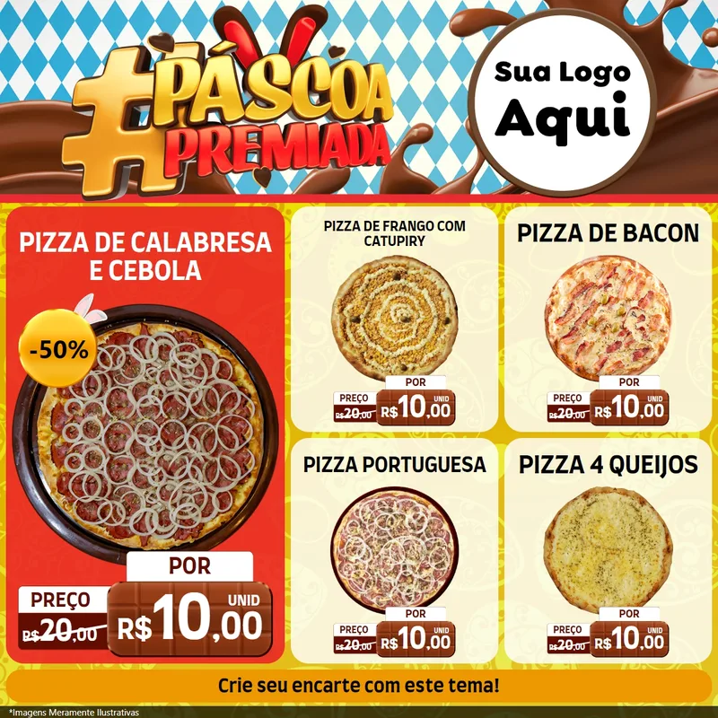 Modelo de Rede Social para Feed Facebook com o tema Páscoa Premiada para Pizzaria