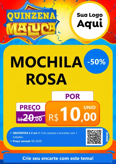Modelo de Cartaz para Cartaz A4 Vertical com o tema Quinzena Maluca para Papelaria