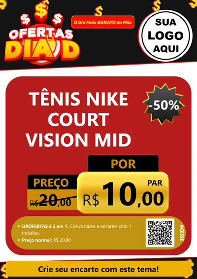Modelo de Cartaz para Cartaz A4 Vertical com o tema Ofertas Dia D para Calçados