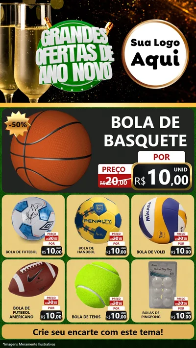 Modelo de Rede Social para Stories com o tema Grandes Ofertas de Ano Novo para Artigos Esportivos
