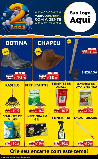 Modelo de Encarte para Encarte Grande com o tema Aniversário de 2 anos para Agropecuária