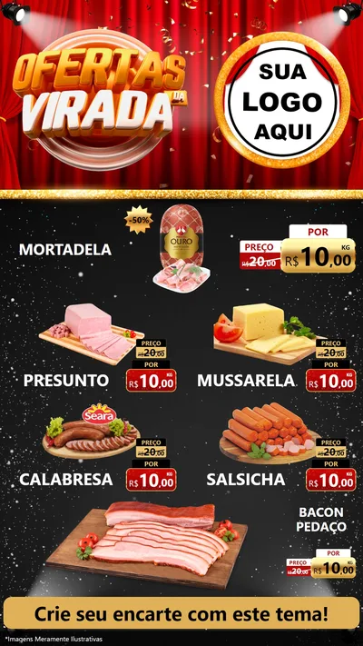 Modelo de TV para TV Vertical com o tema Ofertas da Virada para Frios e Laticínios