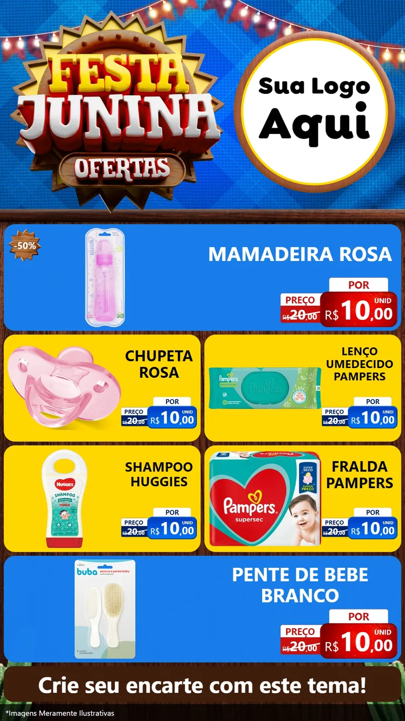 Modelo de TV para TV Vertical com o tema Festa Junina Ofertas para Bebês