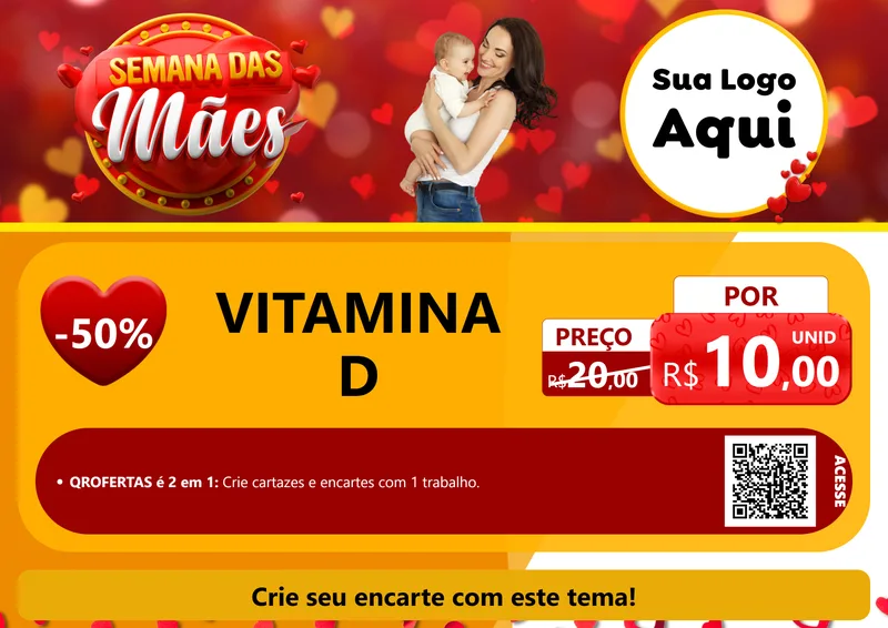 Modelo de Cartaz para Cartaz A4 Horizontal com o tema Semana das Mães para Farmácia
