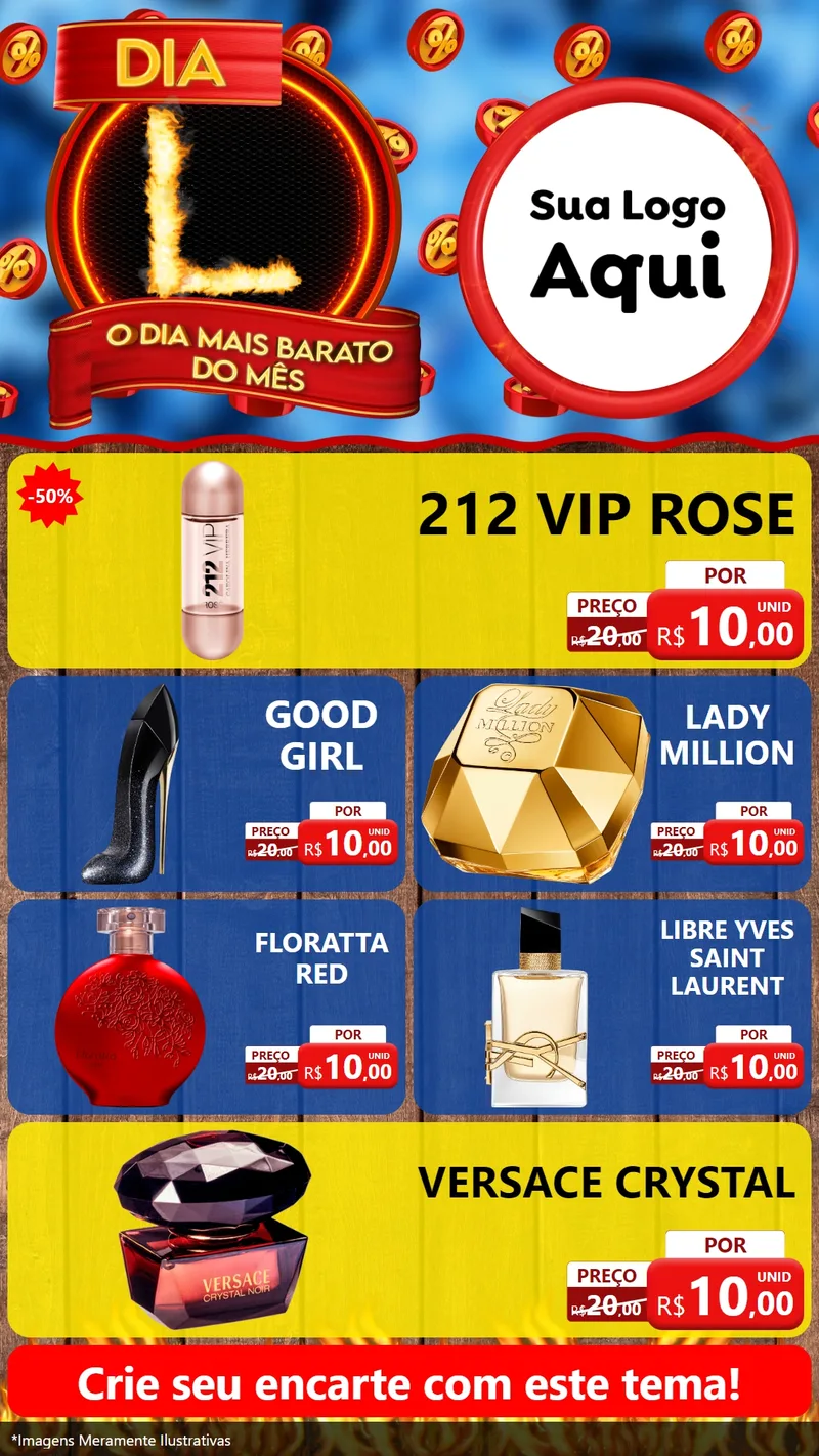Modelo de TV para TV Vertical com o tema Dia L - O Dia Mais Barato Do Mês para Perfumes