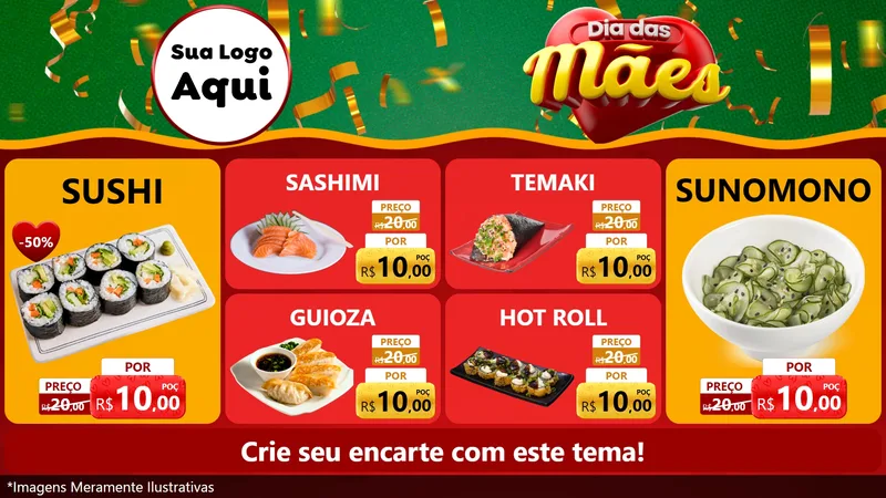 Modelo de TV para TV Horizontal com o tema Dia das Mães para Comida japonesa
