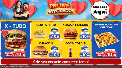 Modelo de TV para TV Horizontal com o tema Promo dos Namorados para Hamburgueria