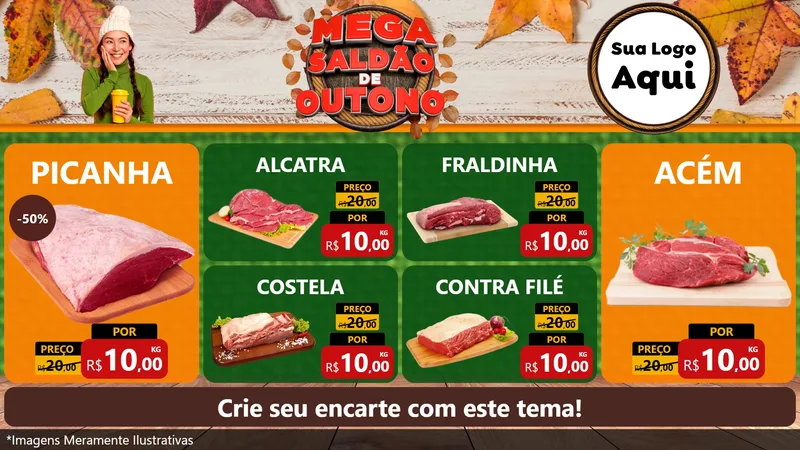 Modelo de TV para TV Horizontal com o tema Mega Saldão de Outono para Açougue