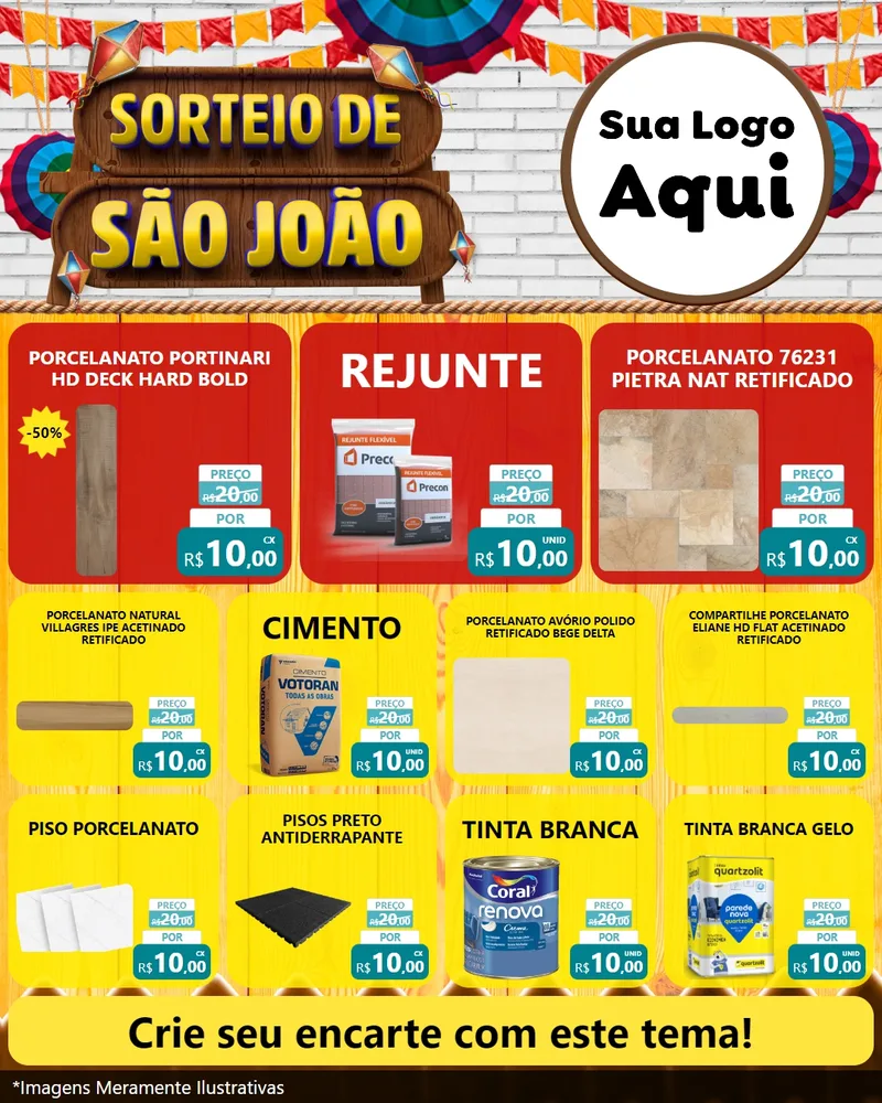 Modelo de Rede Social para Feed Instagram com o tema Sorteio de São João para Pisos e revestimentos