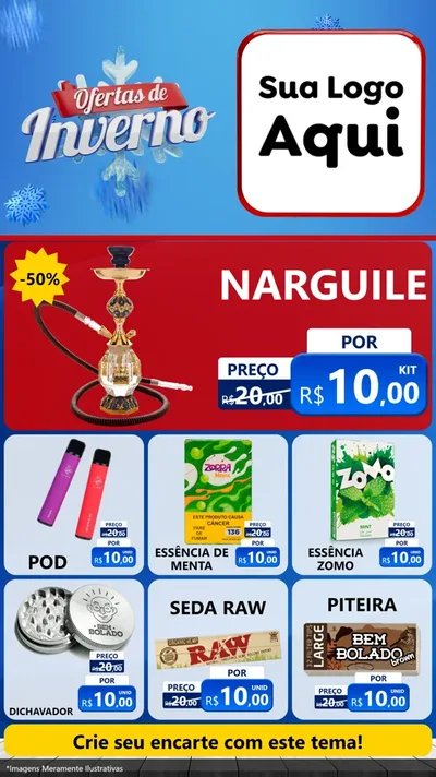 Modelo de Rede Social para Stories com o tema Ofertas de Inverno para Tabacaria