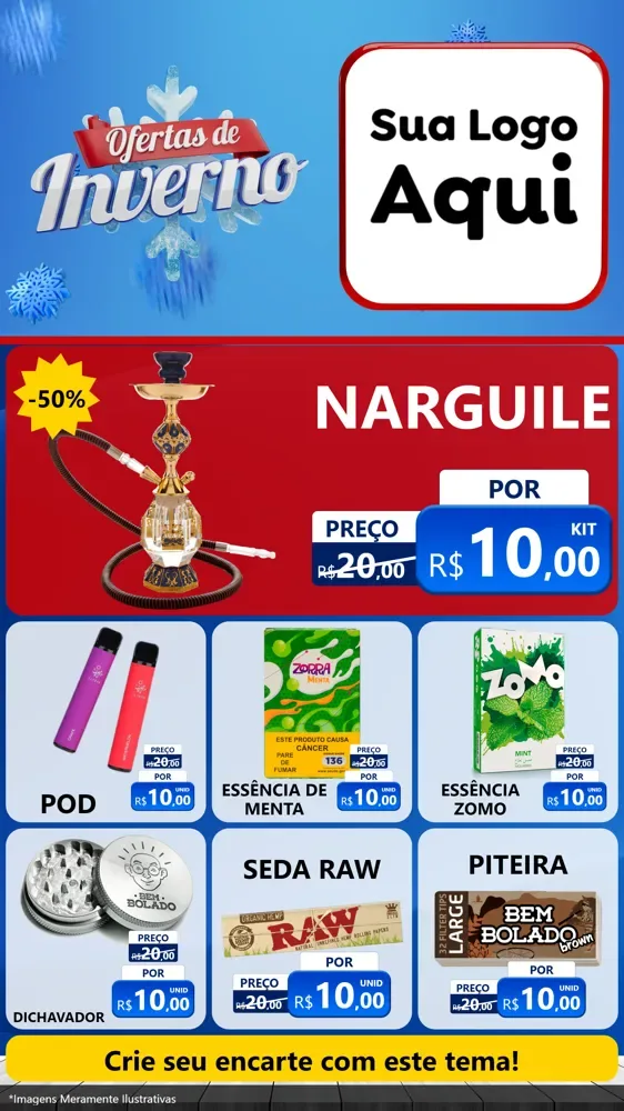 Modelo de Rede Social para Stories com o tema Ofertas de Inverno para Tabacaria