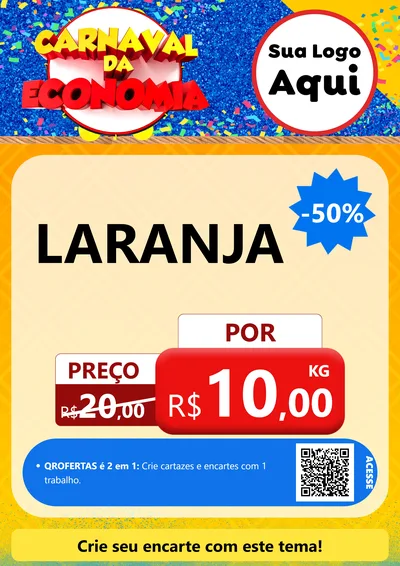 Modelo de Cartaz para Cartaz A4 Vertical com o tema Carnaval da Economia para Hortifrúti