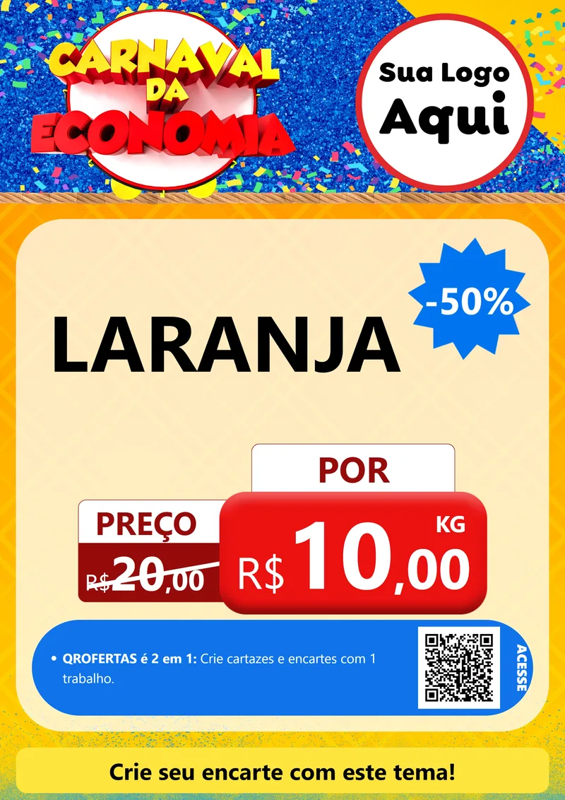 Modelo de Cartaz para Cartaz A4 Vertical com o tema Carnaval da Economia para Hortifrúti