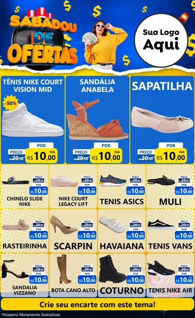 Modelo de Encarte para Encarte Grande com o tema Sabadou de Ofertas para Calçados
