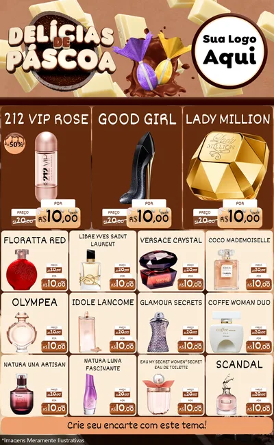 Modelo de Encarte para Encarte Grande com o tema Delícias de Páscoa para Perfumes
