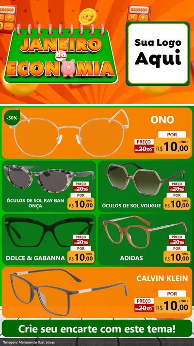 Modelo de TV para TV Vertical com o tema Janeiro da Economia para Óticas