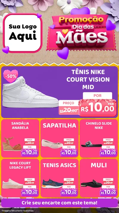 Modelo de Rede Social para Stories com o tema Promoção Dia das Mães para Calçados